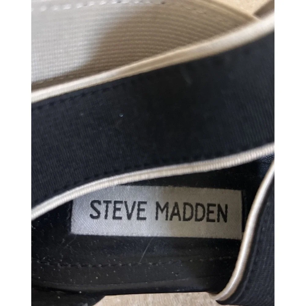 STEVE MADDEN Erryn Wedge Sandals Size 8 Espadrilles Navy Blue and Brown-JKL-1-A